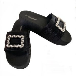 Women’s EVE Style Rhinestone Sandals Low Wedge Platform